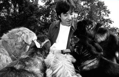 Professor Francione with five of his seven rescued pound puppies